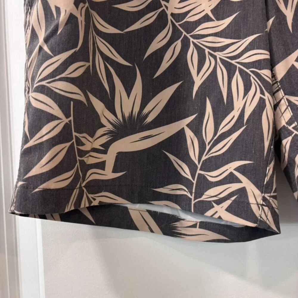 Target Goodfellow & Co Brown and Tan Board Shorts Tropical Leaf Print
